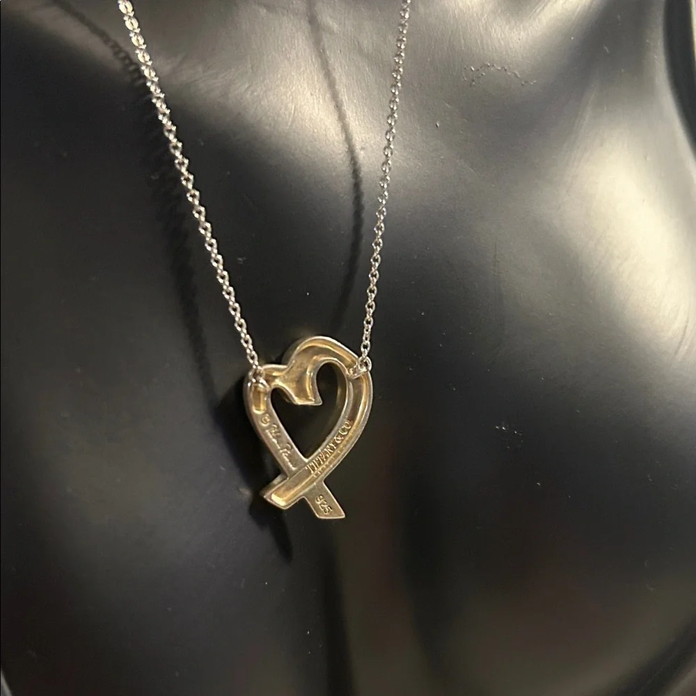 77. Tiffany & Co. Silver Heart Pendant Necklace with COA (large) - Picture 2 of 5